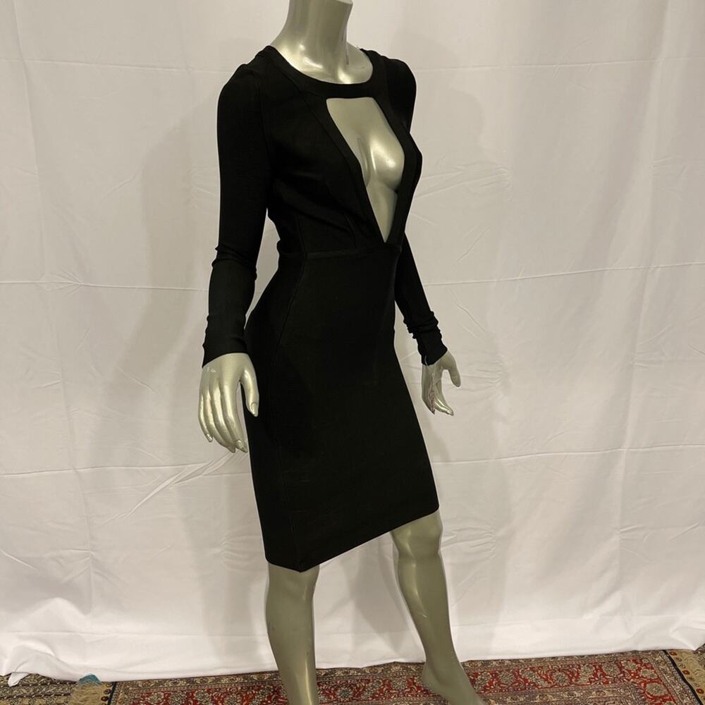 FEMME Los Angeles Black Long Sleeve Bandage Body-con  Cutout Cocktail Dress S - Picture 3 of 12